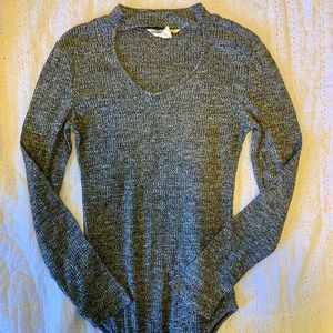 Dark Heathered Grey Turtleneck Detail Bodysuit